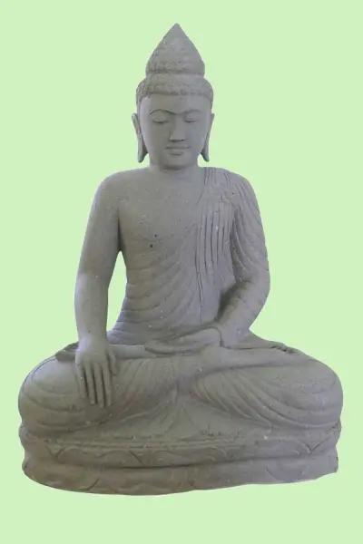 Product image 2 of the product “Seated Buddha made of Riverstone in Bhumisparsha - gesture of touching the earth. 123 cm height. ”